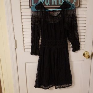 Lace overlay black dress